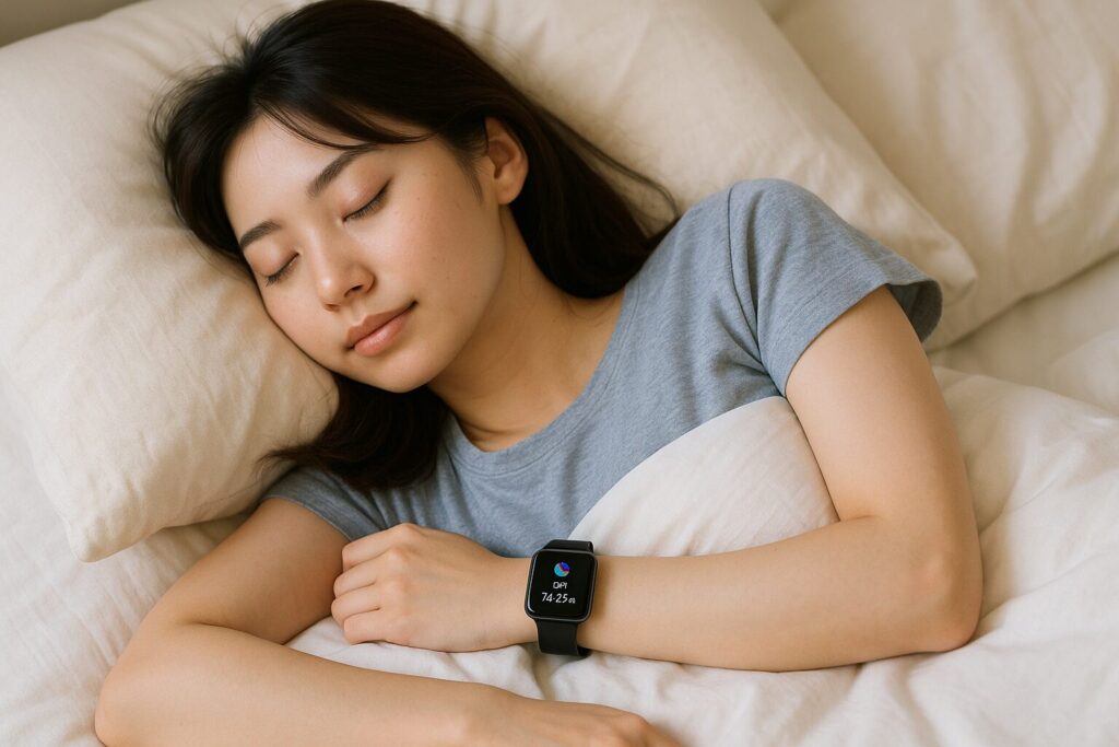 睡眠測定中の女性